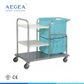 AG-SS018 three layers medical clothes steel instrument hospital laundry trolleys
